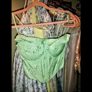 💚🌸 Parthea XS floral lime green cami corset